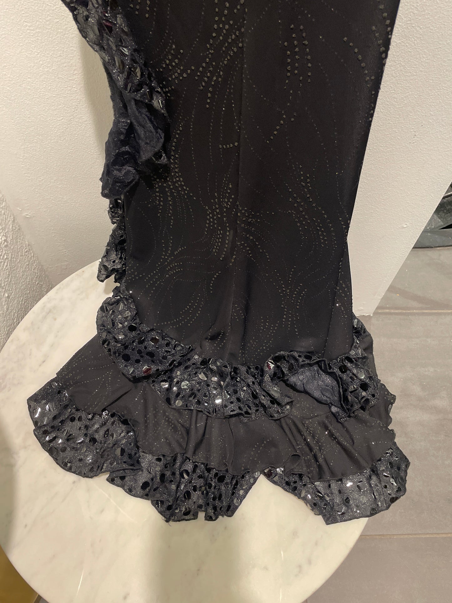 Liberta dress – Black sheer maxi dress with ruffles - S/M