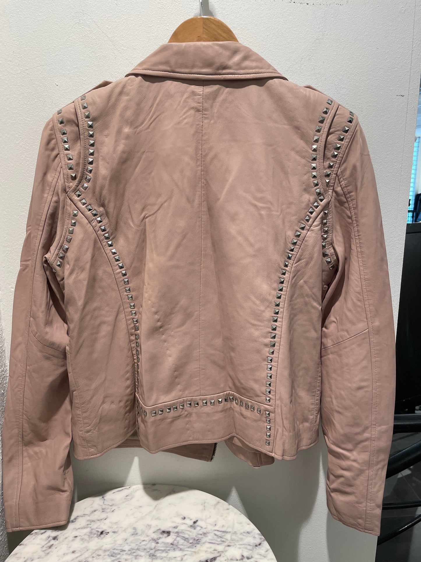 MDK Munderingskompagniet Studded Lambskin Biker Jacket – Dusty Rose - EU42