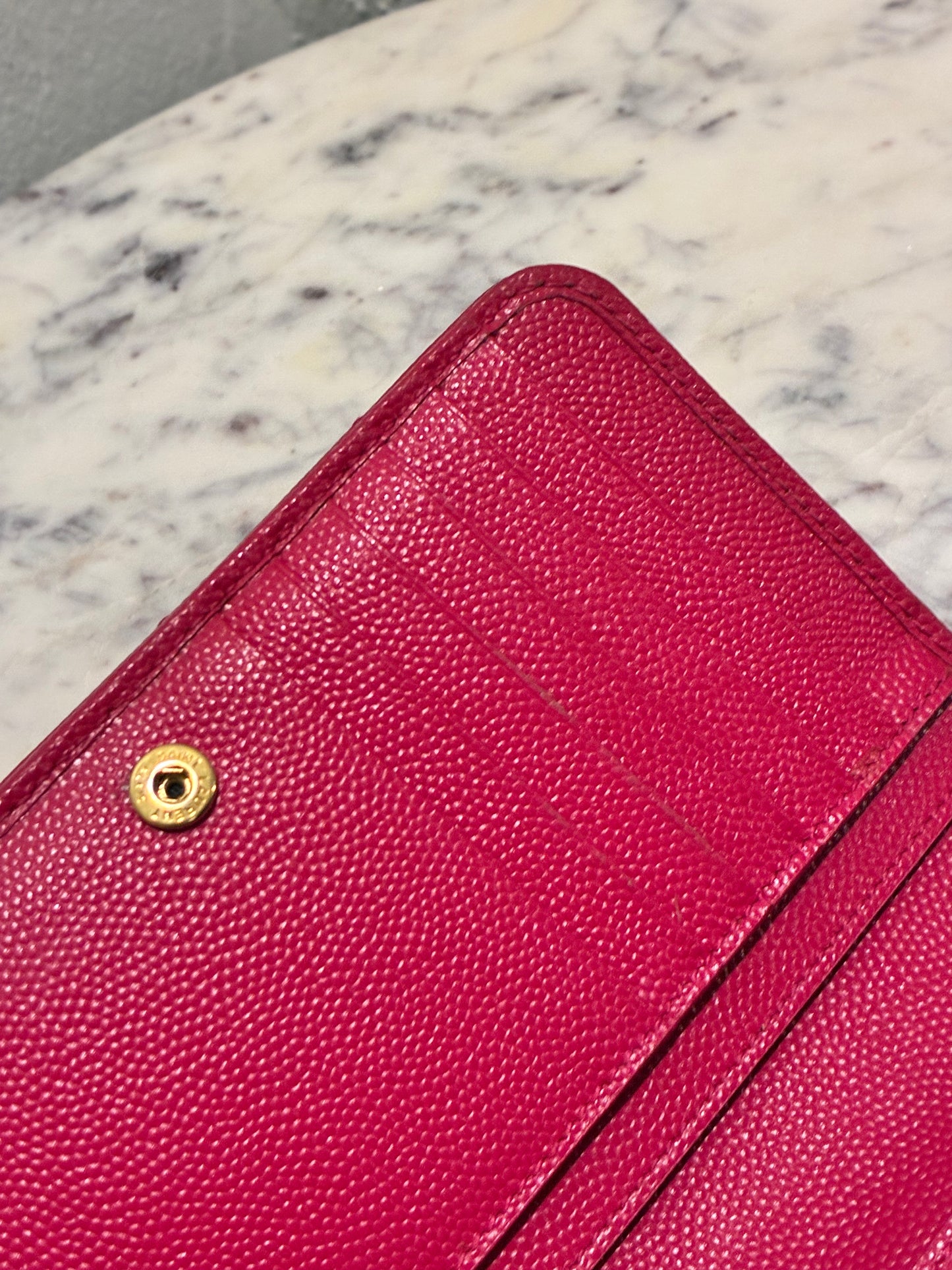 Saint Laurent - Cassandre Matelessé Flap Pouch - Pink Leather & Gold Hardware