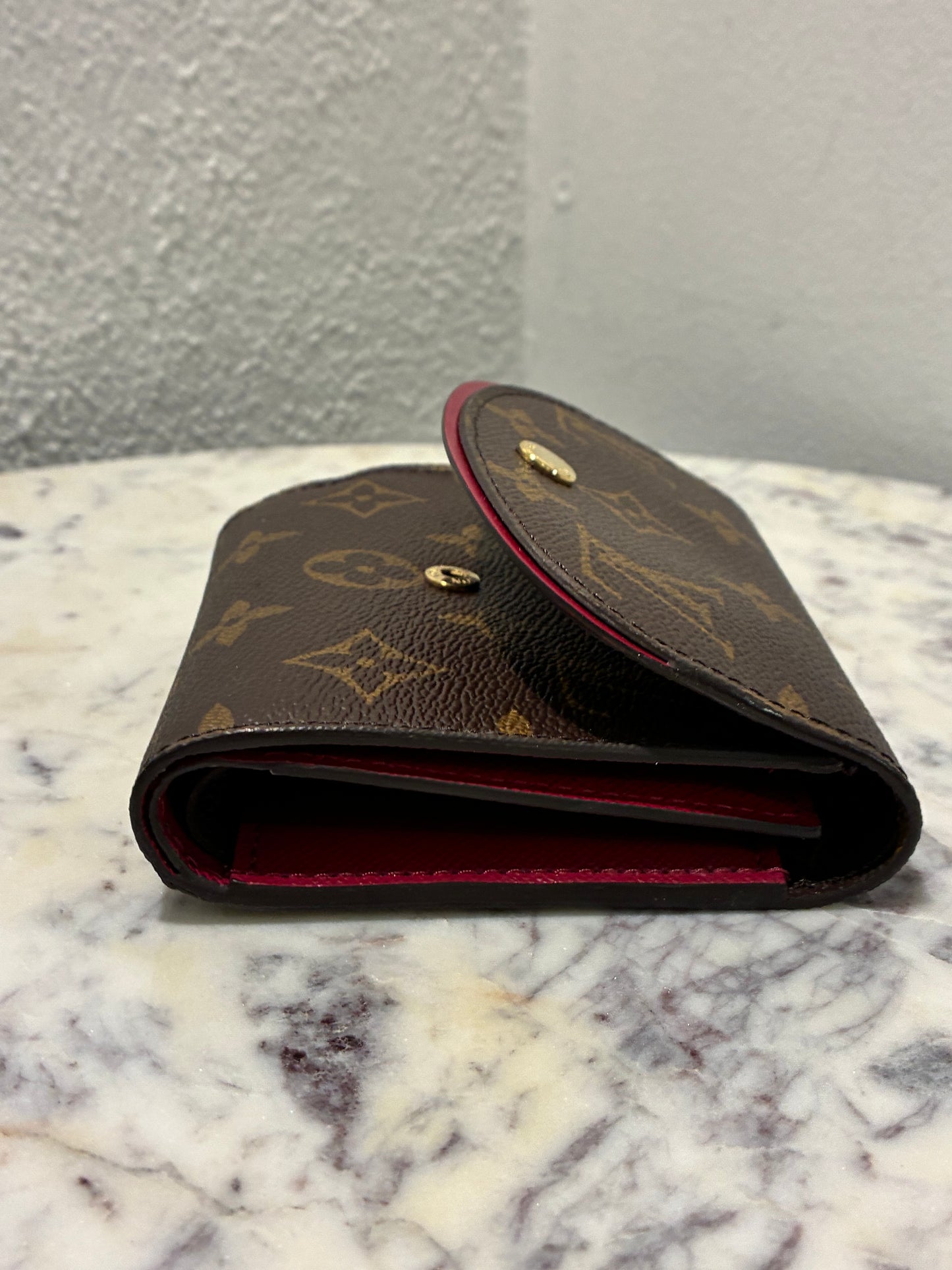 Louis Vuitton Wallet – Monogram Canvas & Rasberry/Burgundy inside