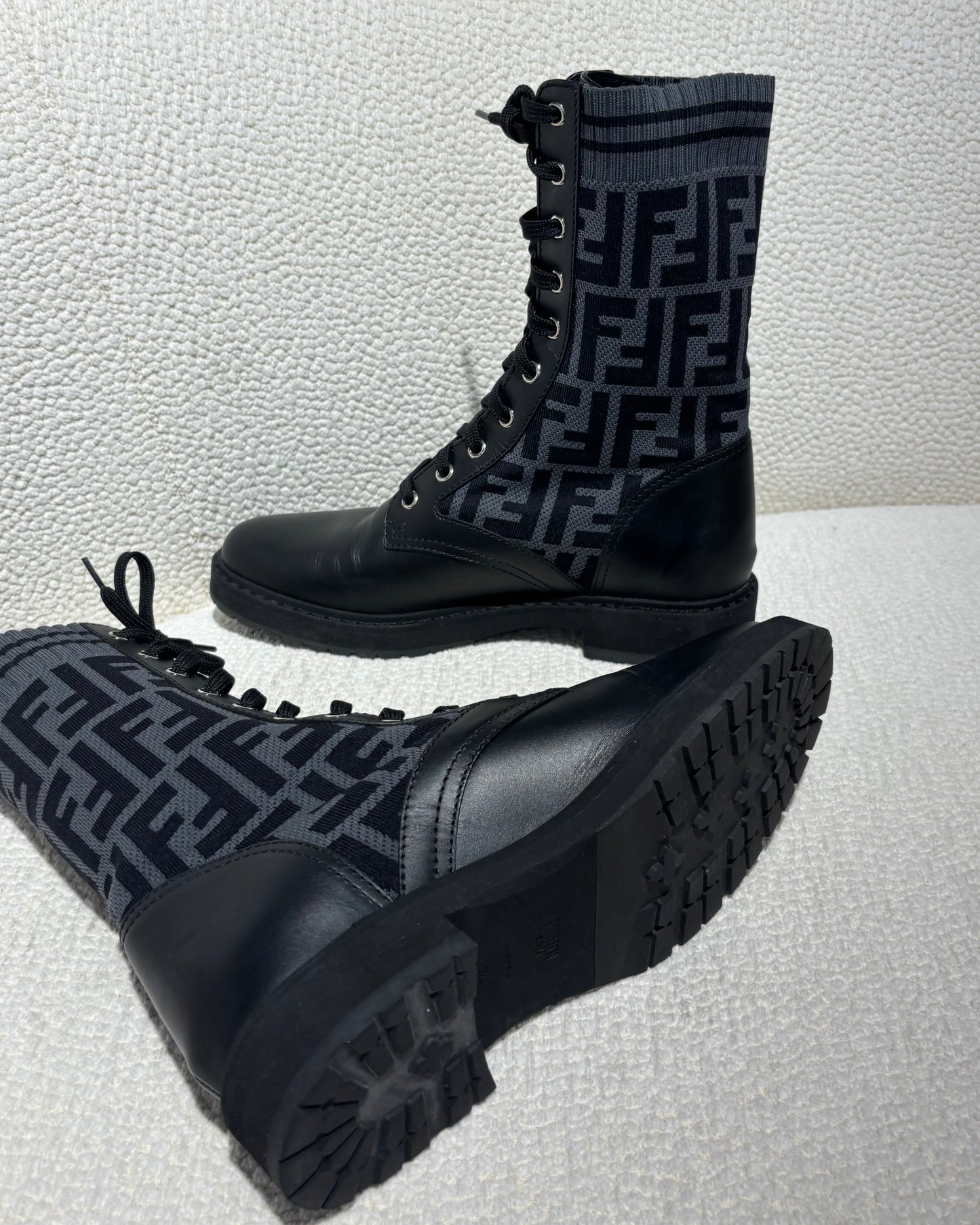 Fendi Boots - Leather & Stretch - Black & Grey