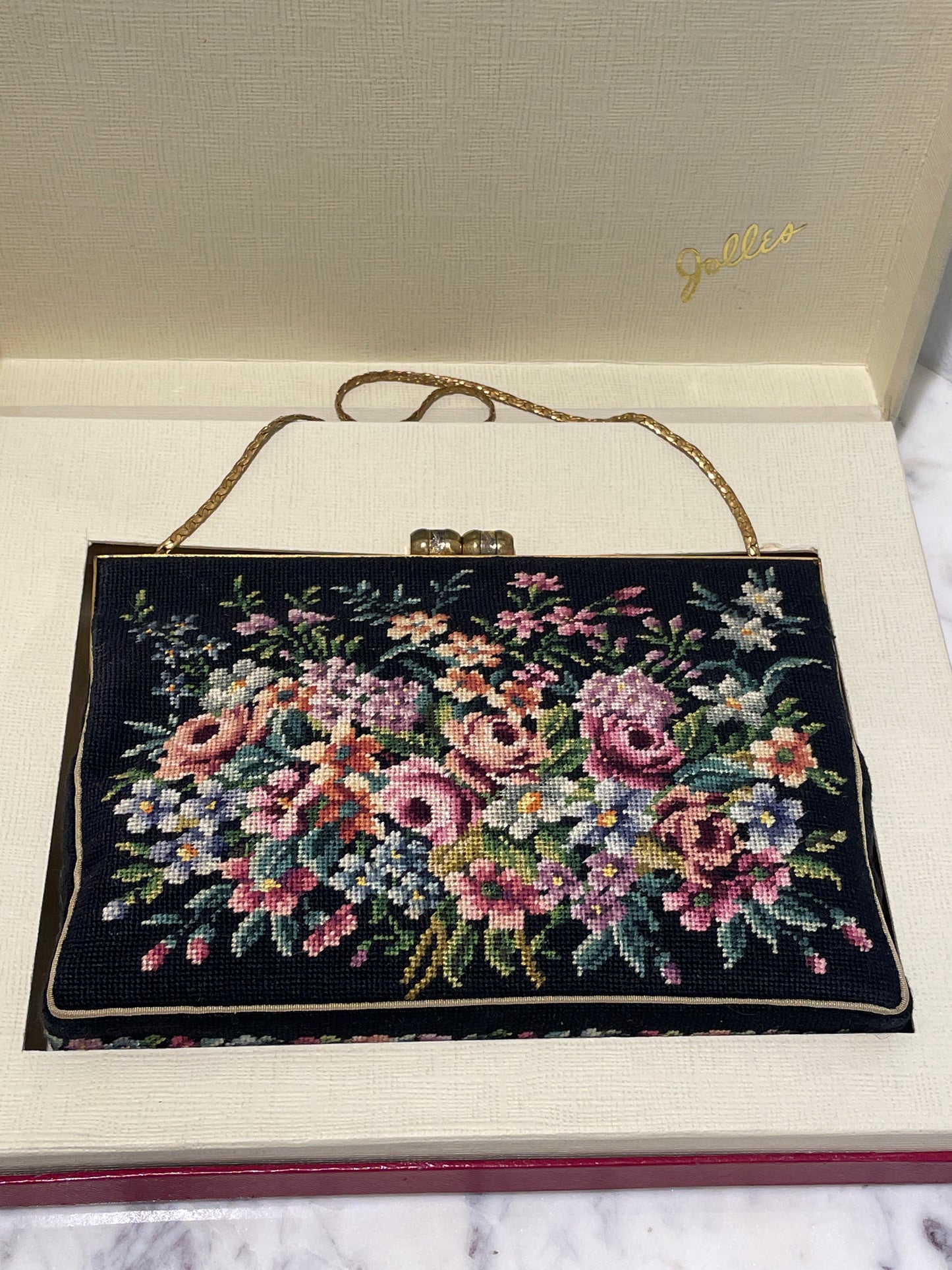 Antique J. Jolles Studios Vienna Petit Point Evening Bag – Complete with Original Box