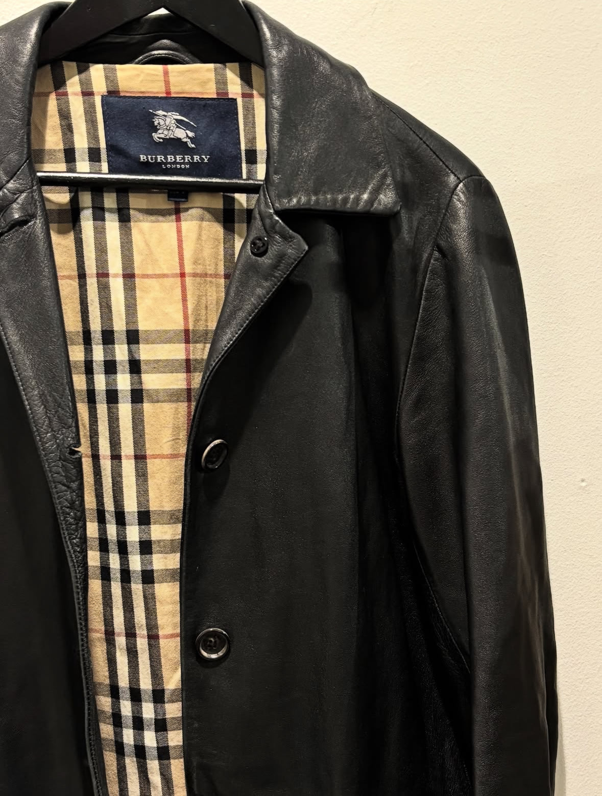 Burberry Leather jacket - Black & Monogram Lining - Size S/M