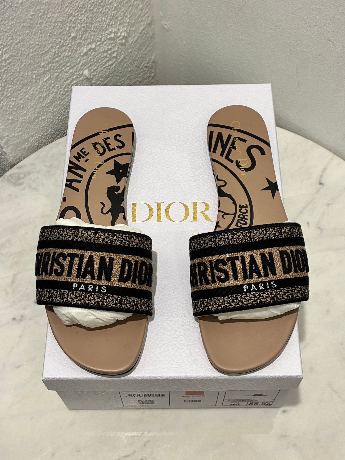 Dior Dway Slides – Nude/Black - Size 40