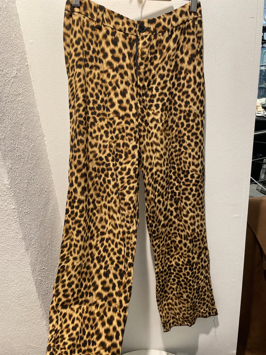 Zara Leopard Wide-Leg Trousers – Size Small - Medinas Wardrobe