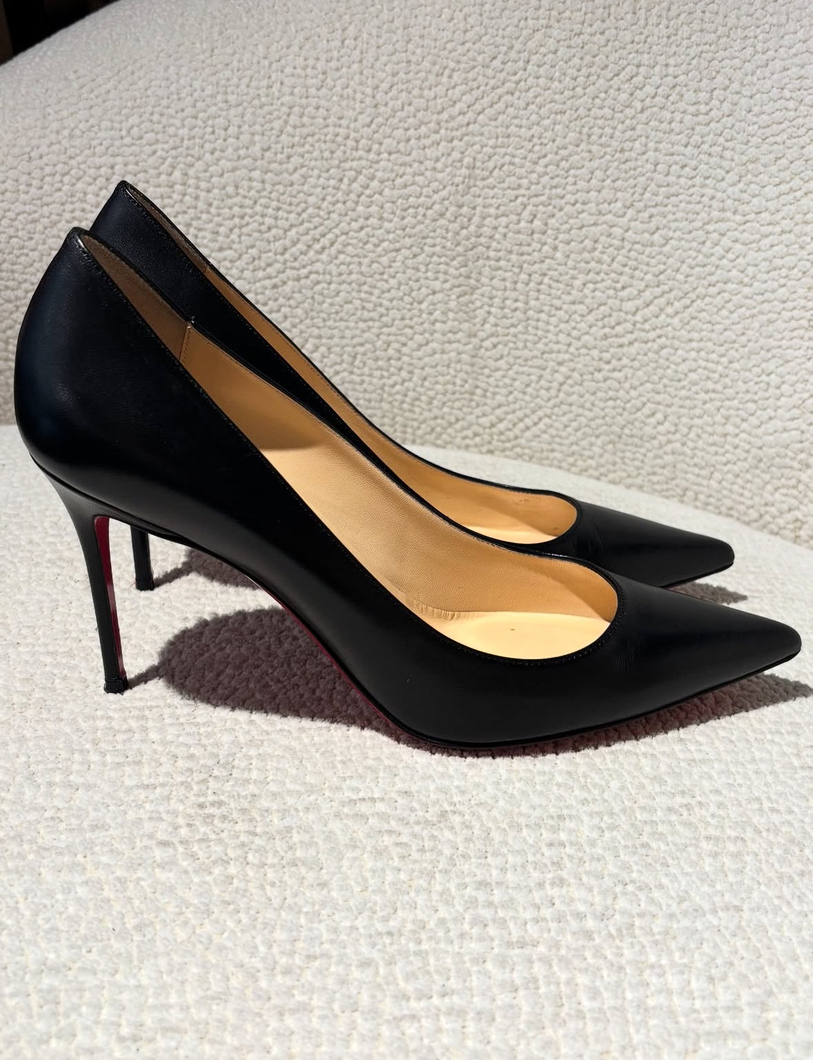 Christian Louboutin Heels – Black Leather with Red Soles - EU 40.5