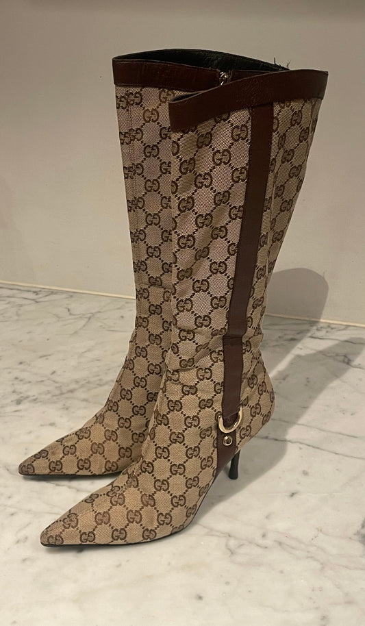 Gucci - GG monogram knee boots