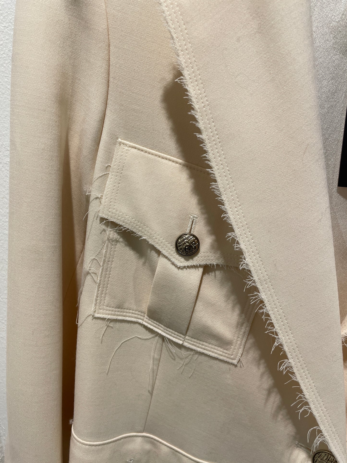 Chanel Jacket – Wool & Frayed Edges in Ecru - EU 36