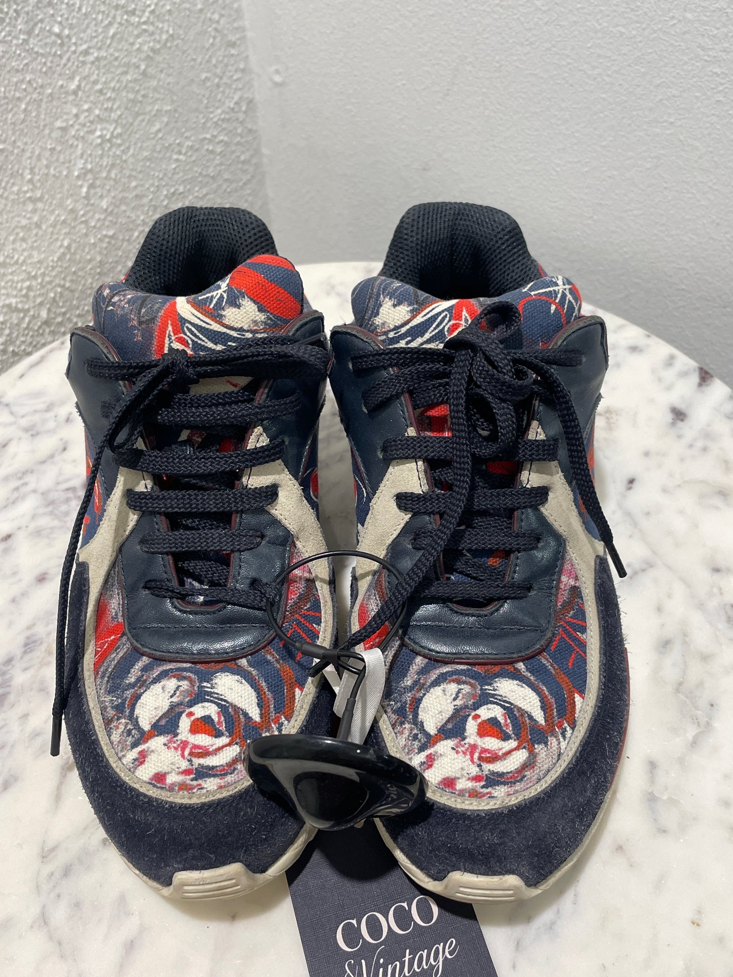 Chanel Vintage Graffiti Suede and Canvas CC Sneakers - 38,5