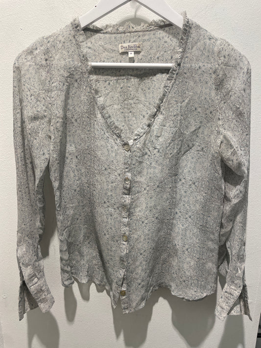 Dea Kudibal Printed Blouse with Fringed Trim – Size M (Fits S)