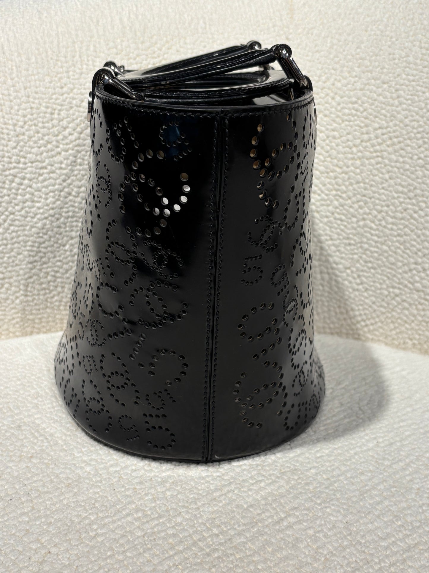 Chanel Handbag –  Black Perforated Patent Leather