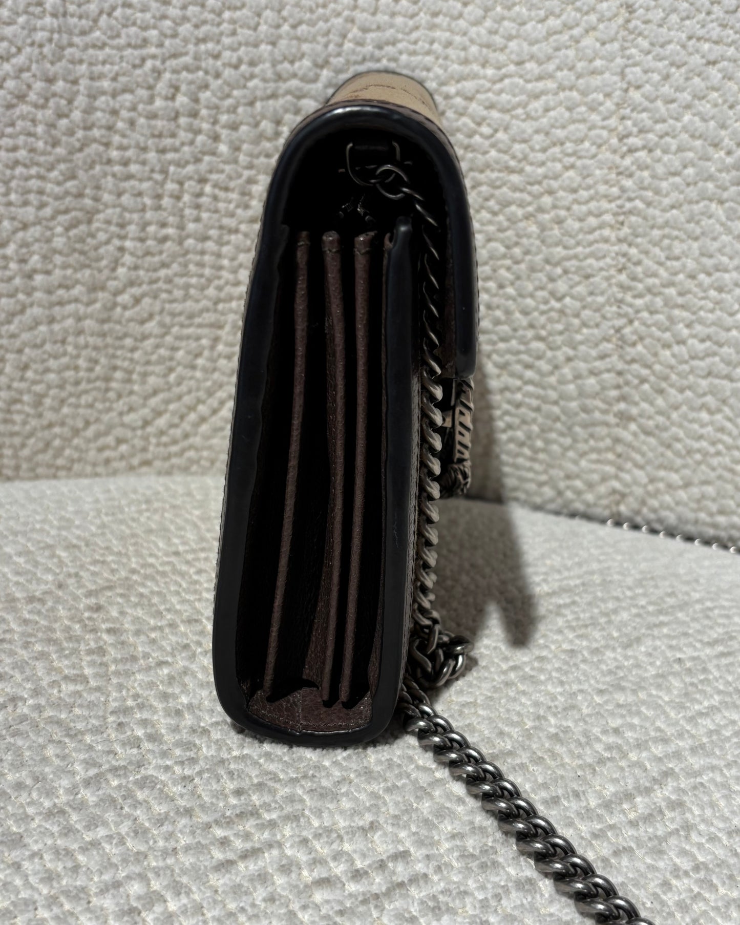 Gucci Dionysus Wallet on Chain - Brown Supreme Canvas & Silver Hardware