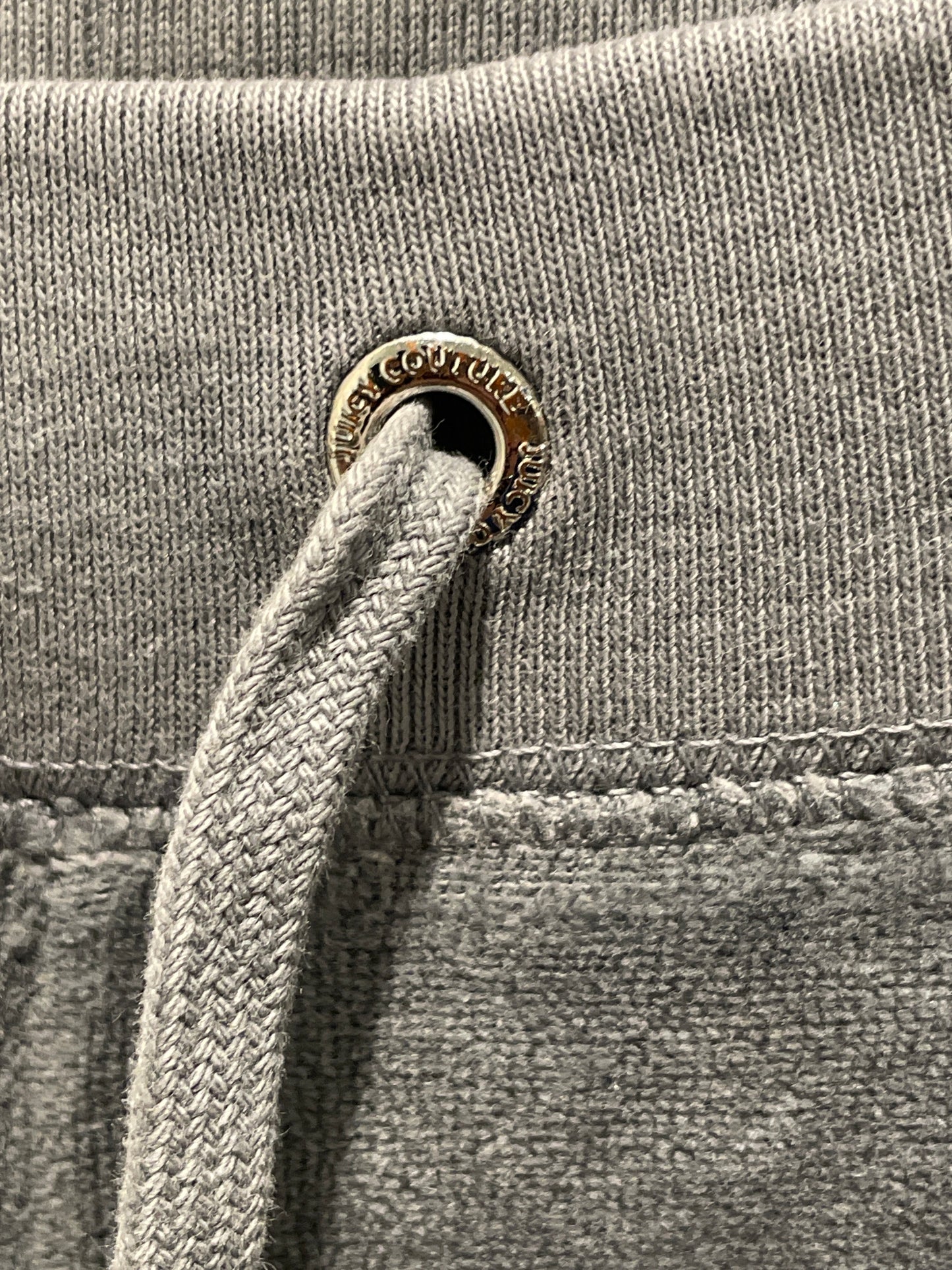 Juicy Couture Grey Velour Track Pants with Rhinestone JC Logo - S/M
