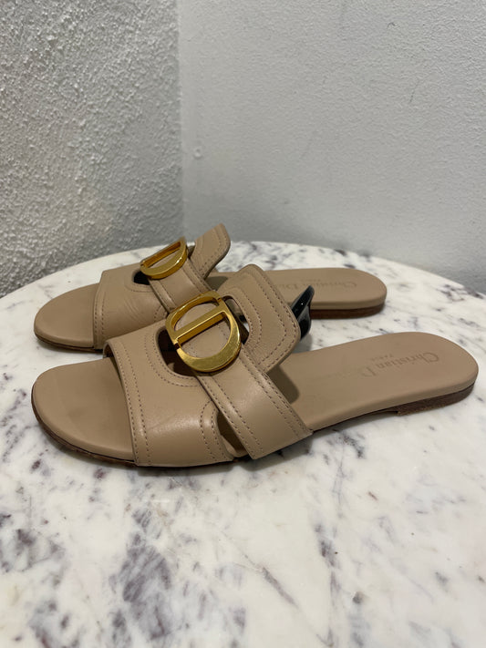 Christian Dior 30 Montaigne Leather Slides – Size 36 / Nude