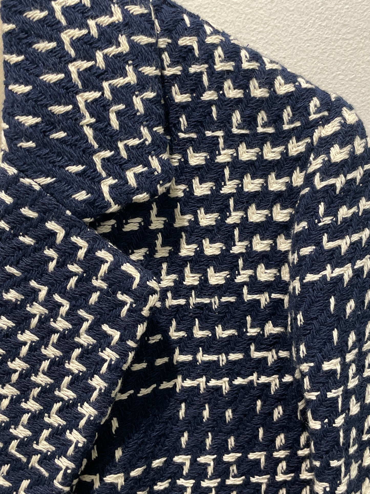 Mos Mosh Double-Breasted Tweed Blazer Jacket – Navy Blue / Cream – EU44