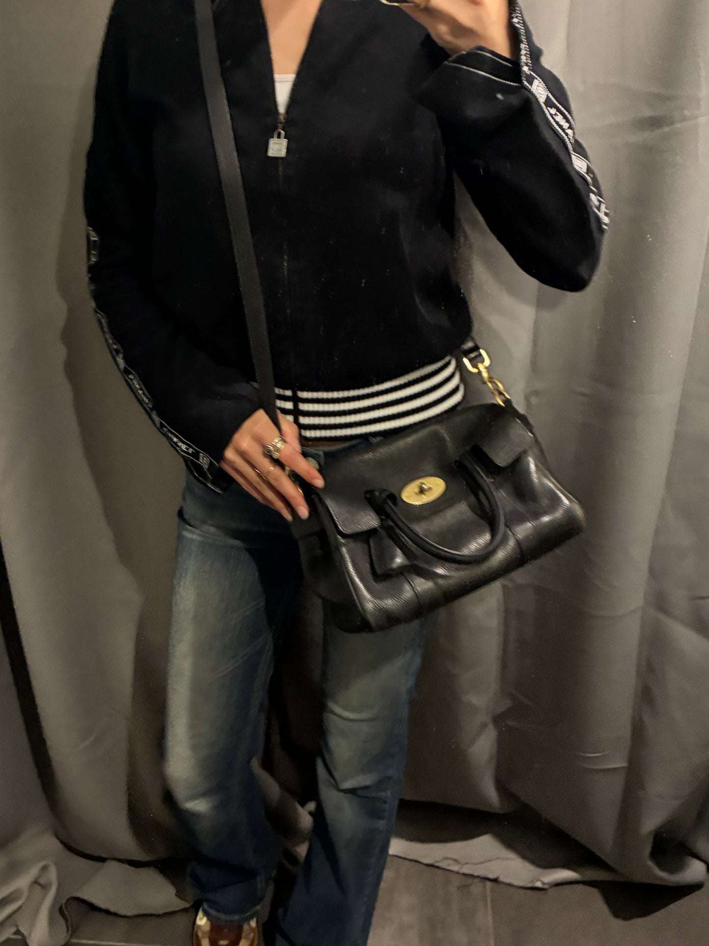 Mulberry Small Bayswater Satchel - Black Calfskin & Gold Hardware