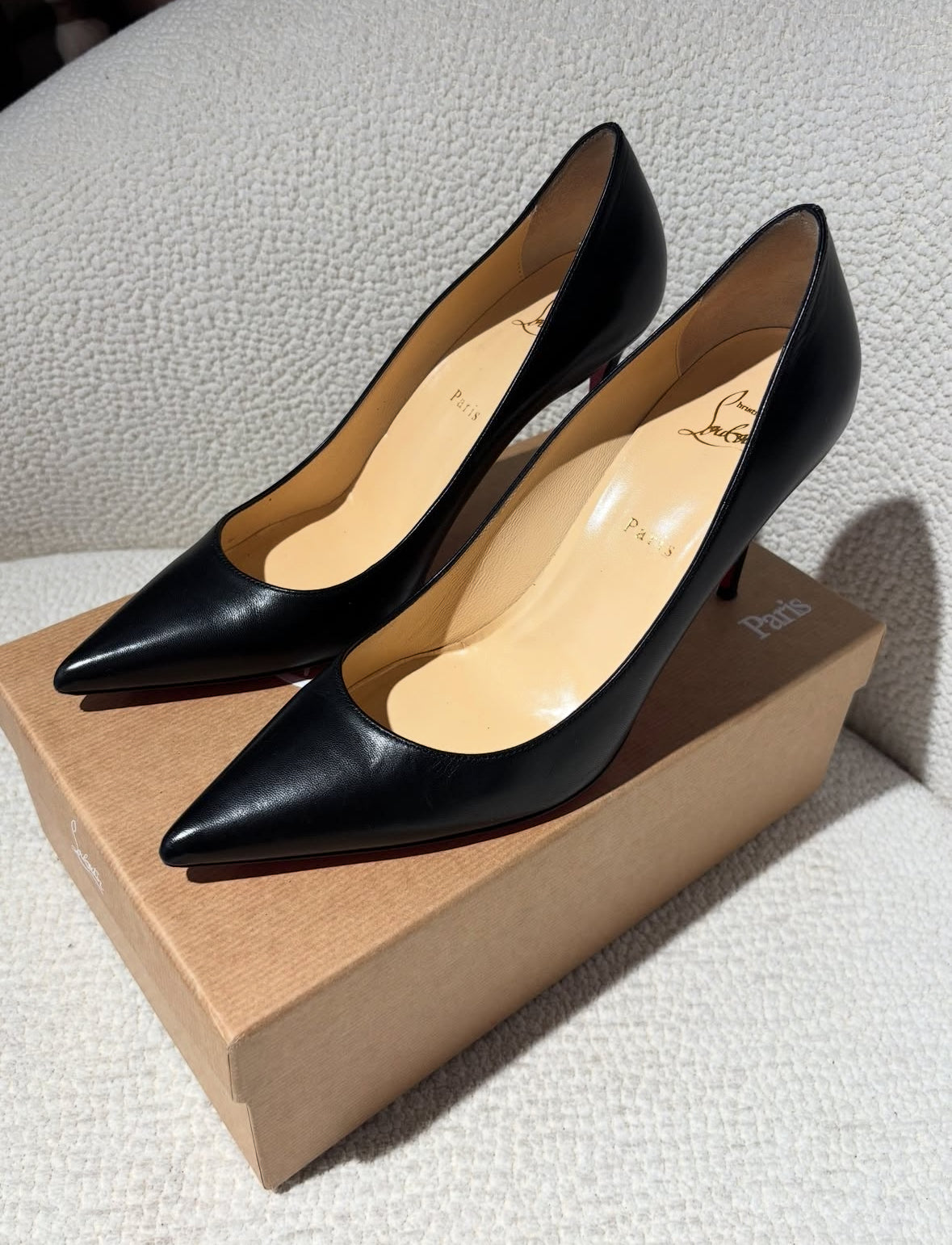 Christian Louboutin Heels – Black Leather with Red Soles - EU 40.5