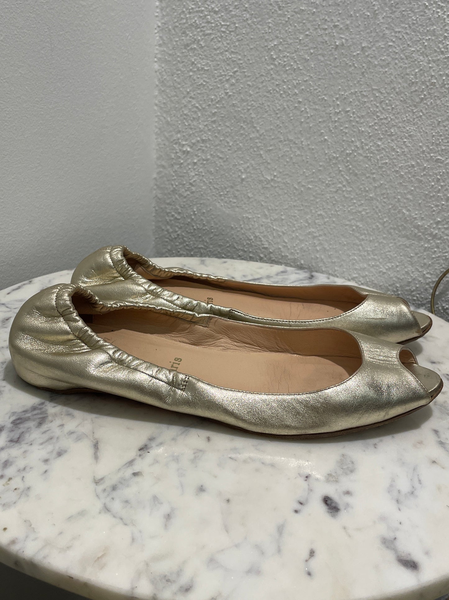 Christian Louboutin Ballerinas - Gold Leather - Open toe - 40