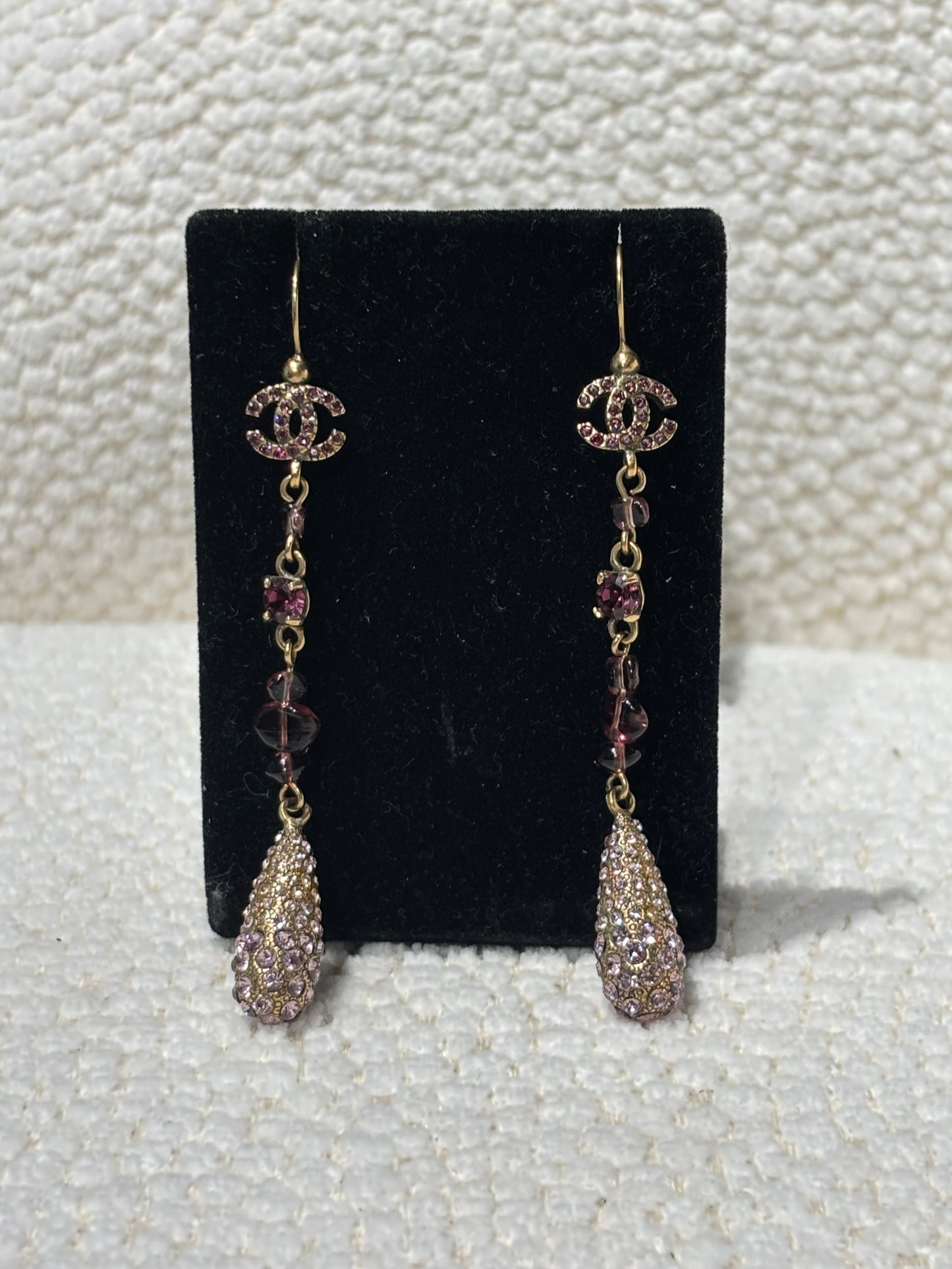 Chanel Earrings - Violet stones and Gold Metal