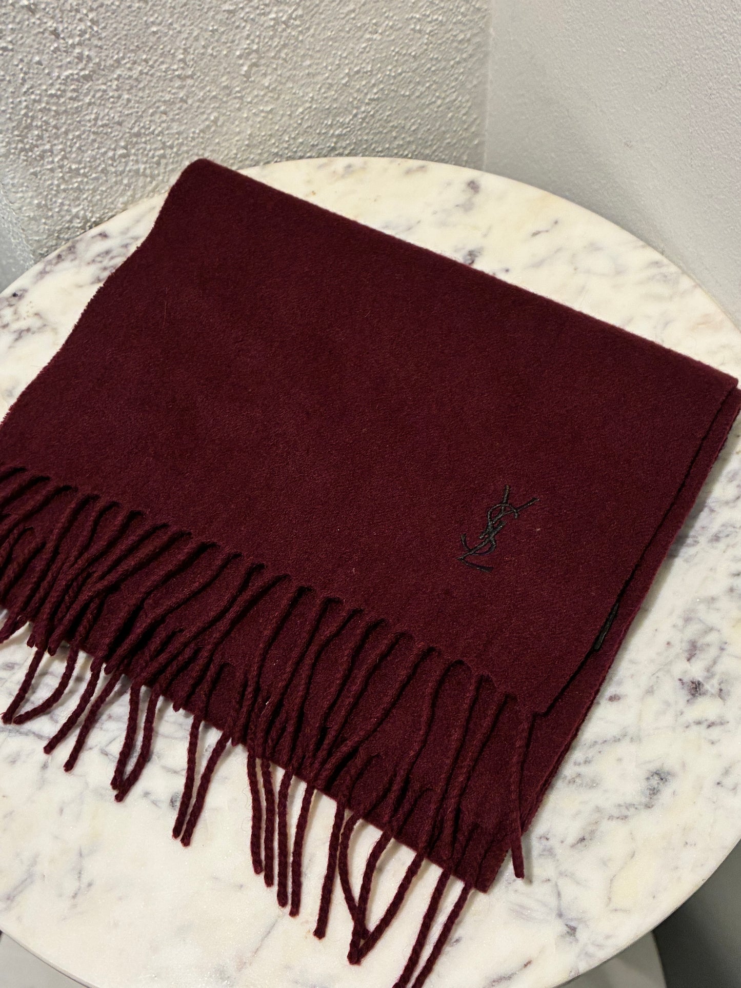 YSL Scarf - Cashmere - Burgundy & Black