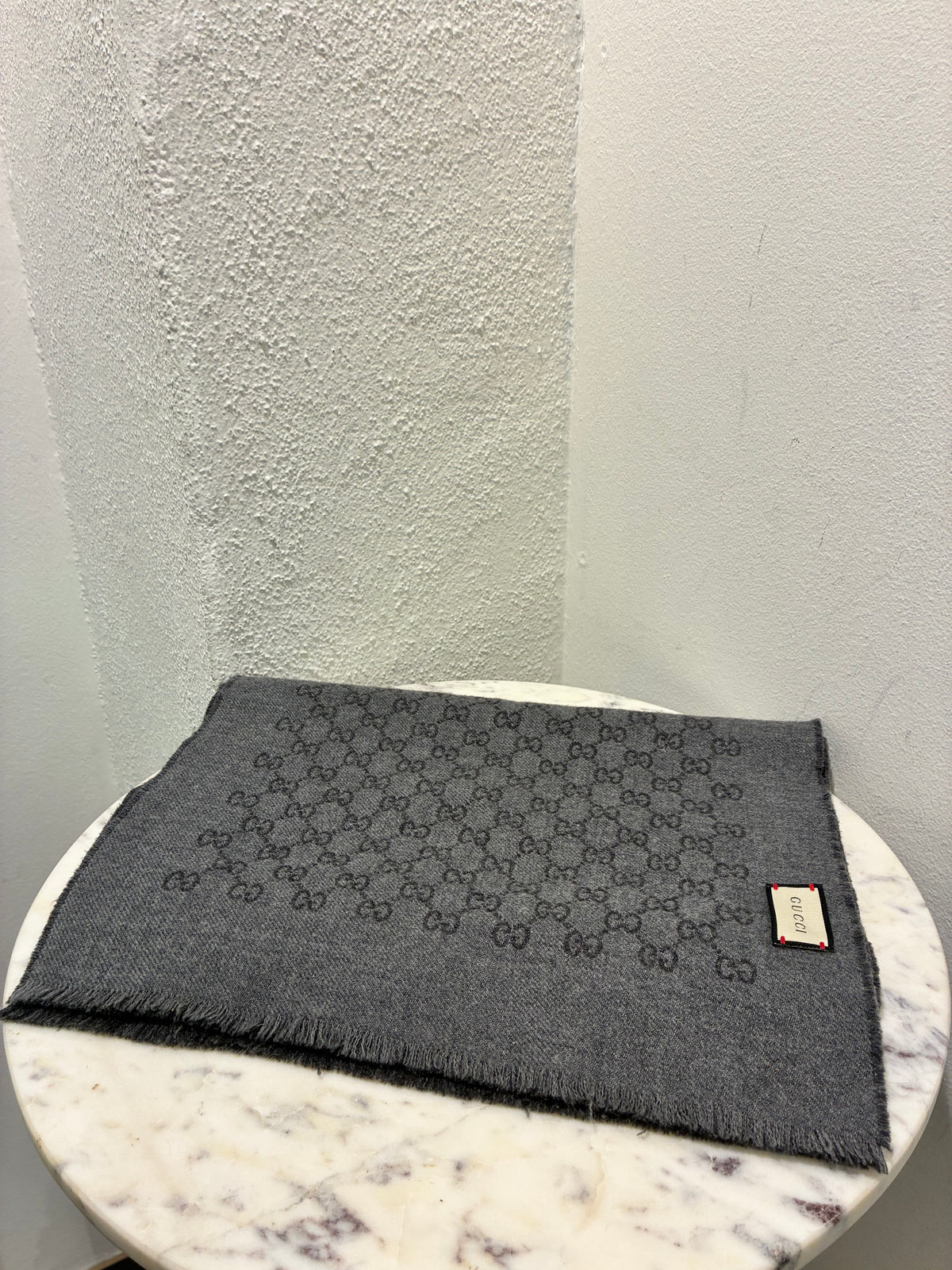 Gucci Monogram Scarf - Dark & Light Grey