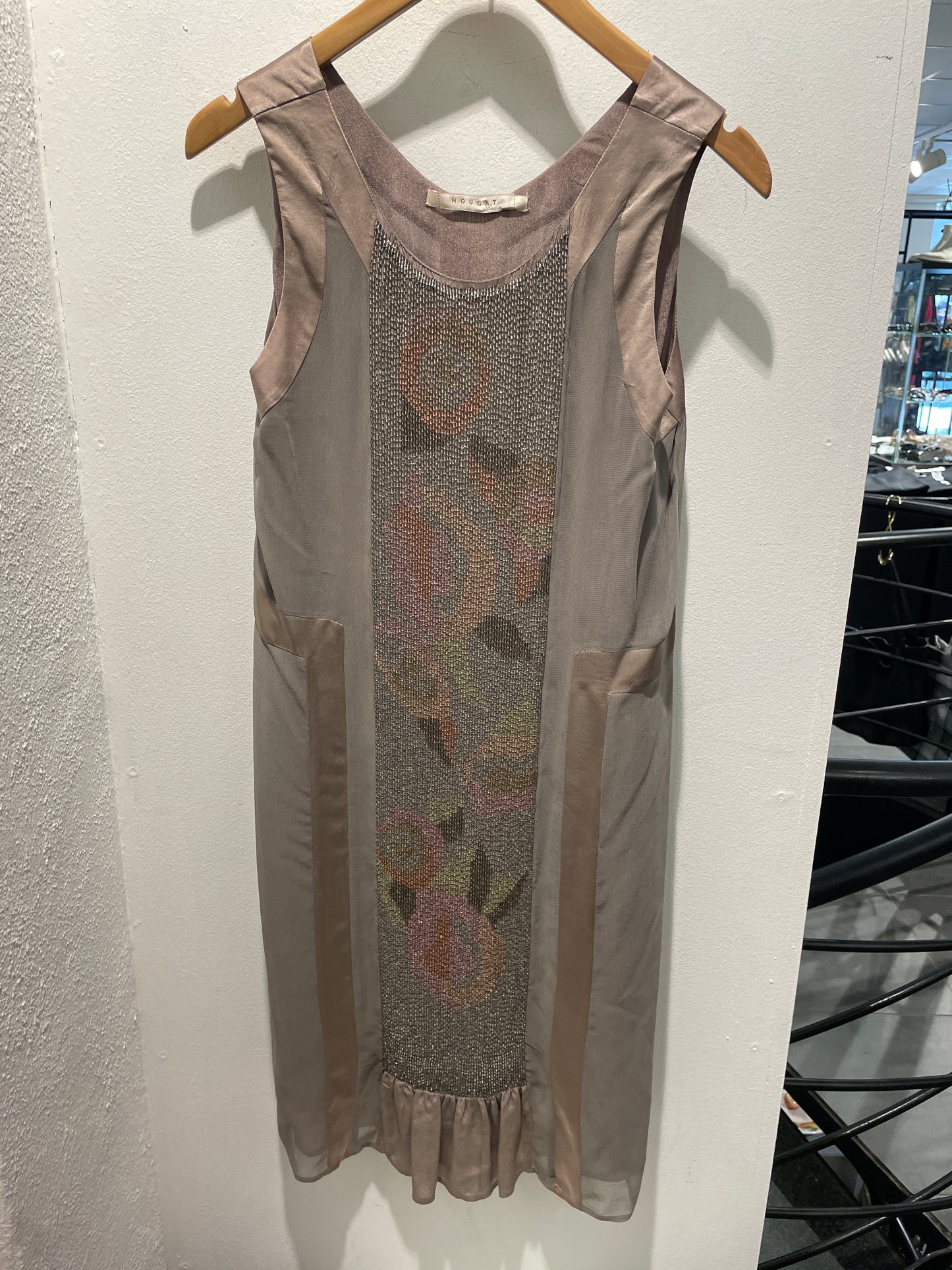 NOUGAT London - silk dress w beads -S/M