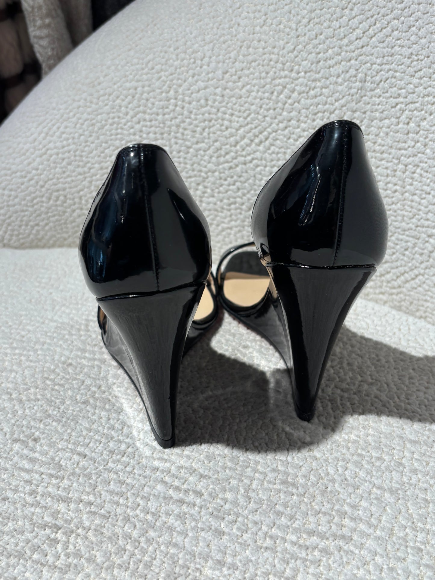 Christian Louboutin Wedge Heels – Black with Red Soles - EU 39.5