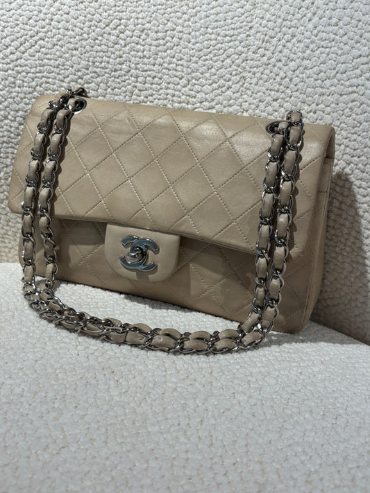 Chanel Classic Flap Bag - Small – Beige Lambskin & Silver Hardware