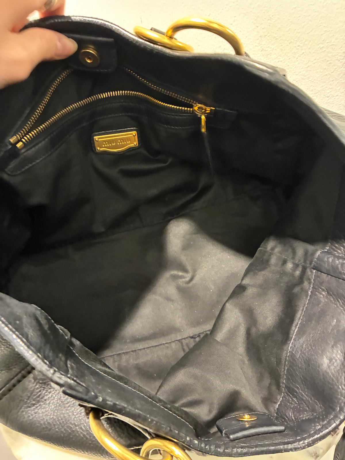 Miu Miu Tote - Black Leather & Gold Hardware