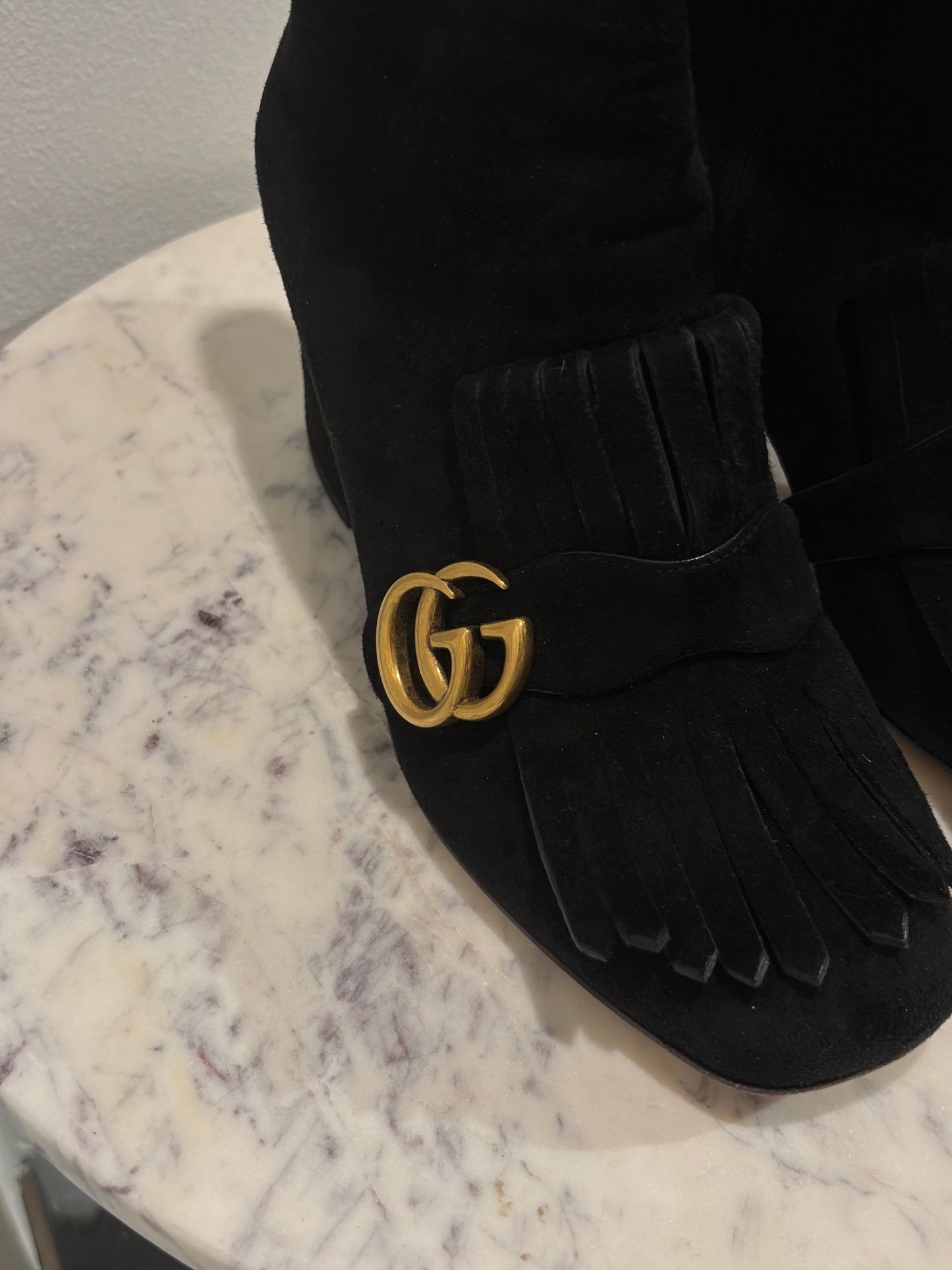 Gucci Boots – Suede GG Marmont Fringe - 39