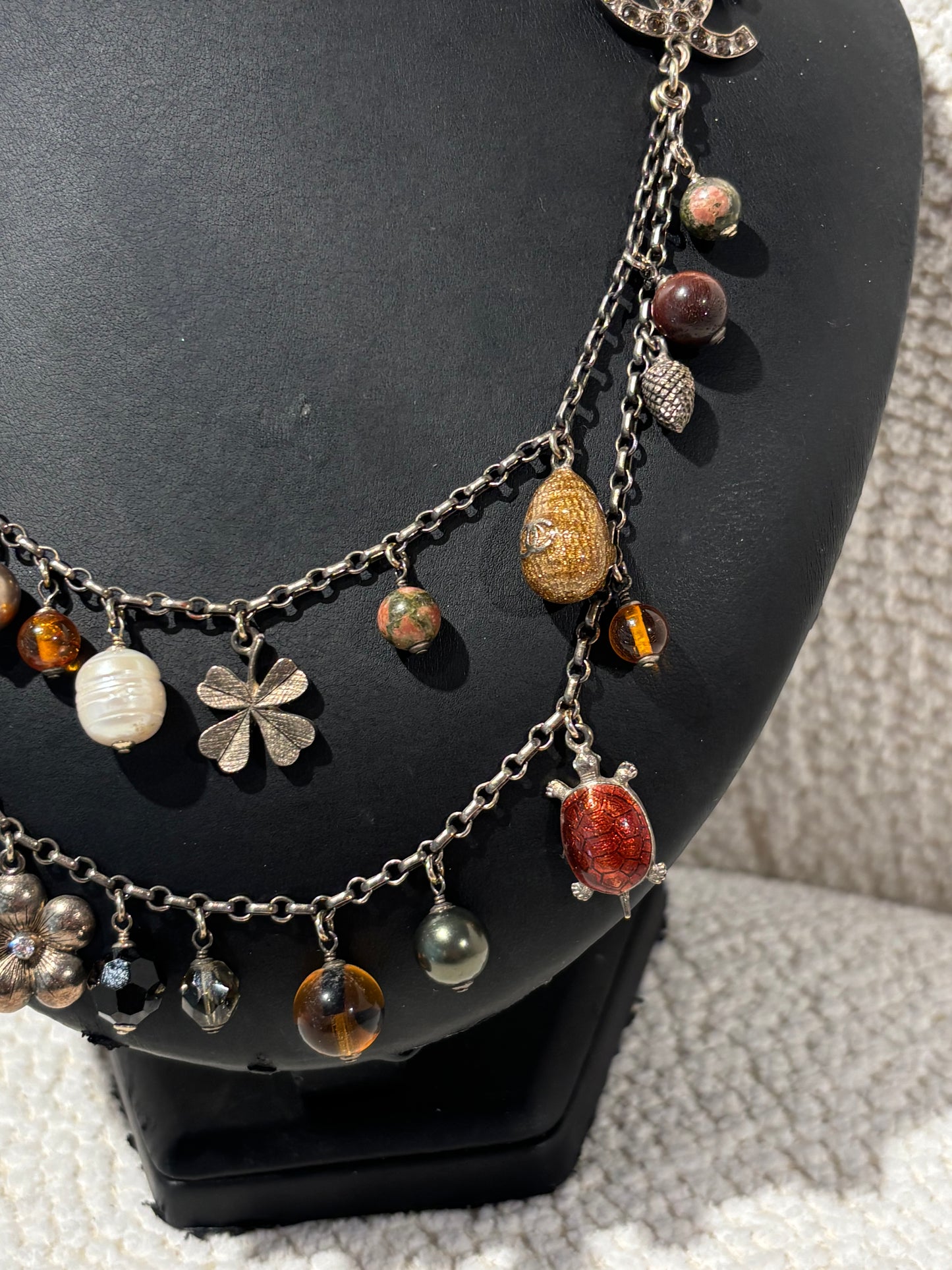 Chanel Charm Necklace – Silver Tone Metal & Multicolour Charms