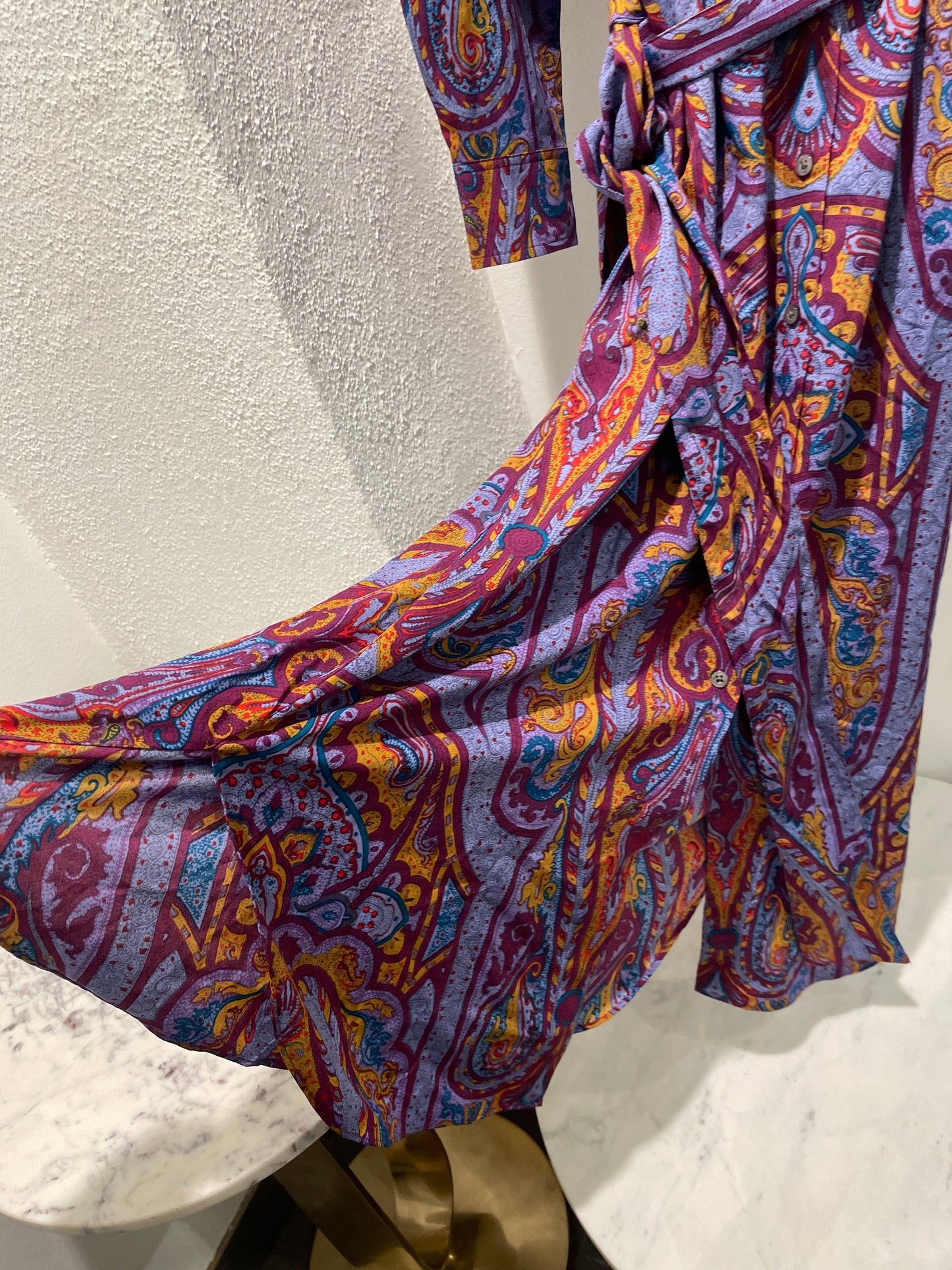 Lauren Ralph Lauren — Vibrant Paisley Print Maxi Shirt Dress with Belt - Size M
