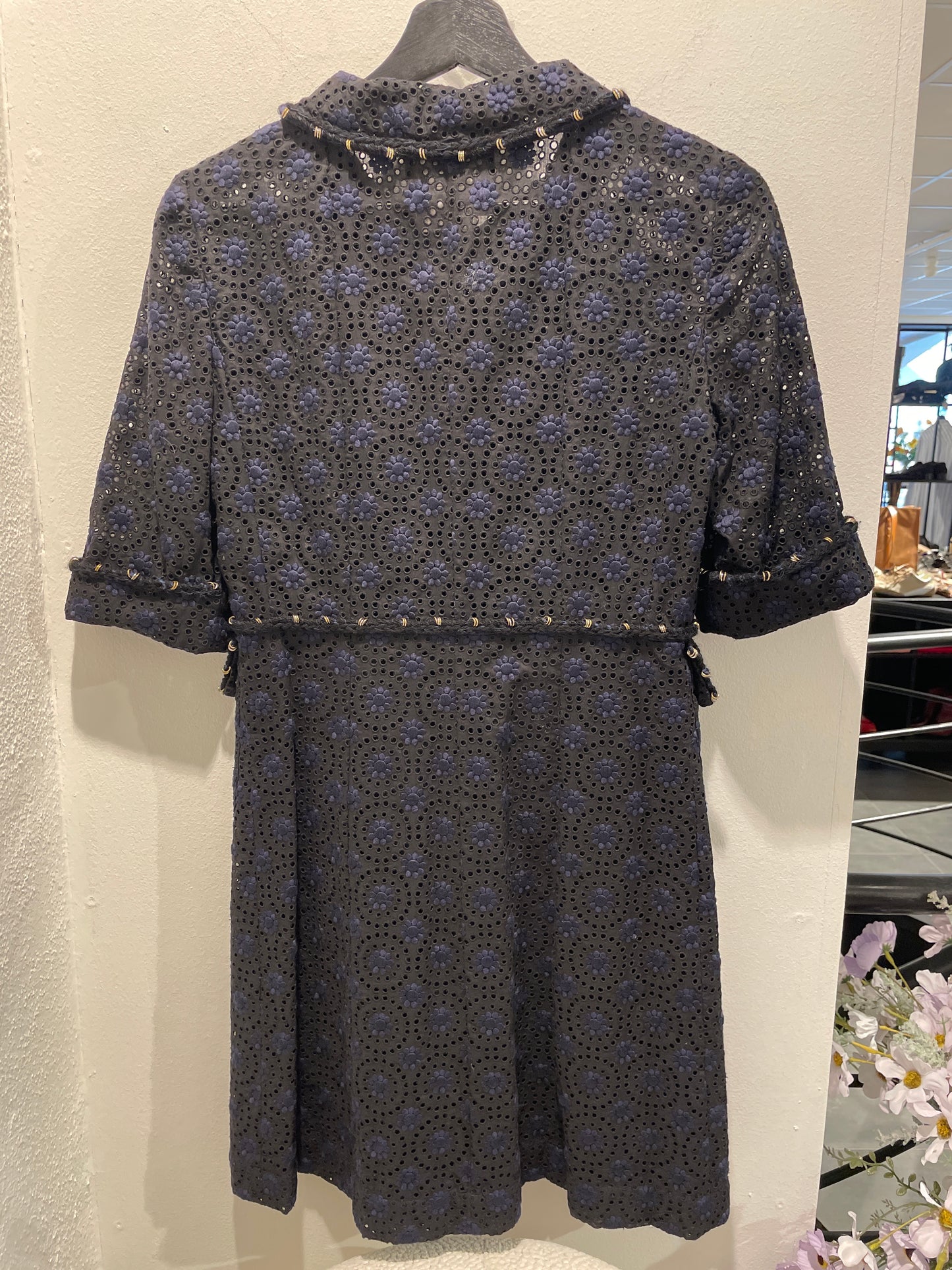 Chanel dress - Black & Navy Broderie Anglaise & CC bottons - EU36