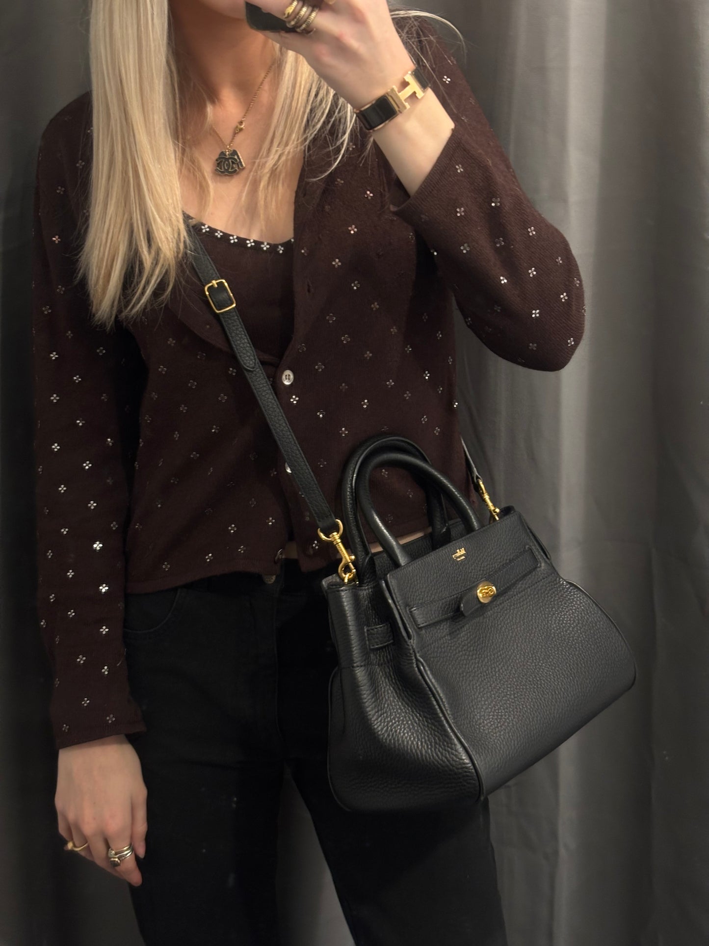 Mulberry Belted Bayswater Bag - Black Calfskin & Gold Hardware