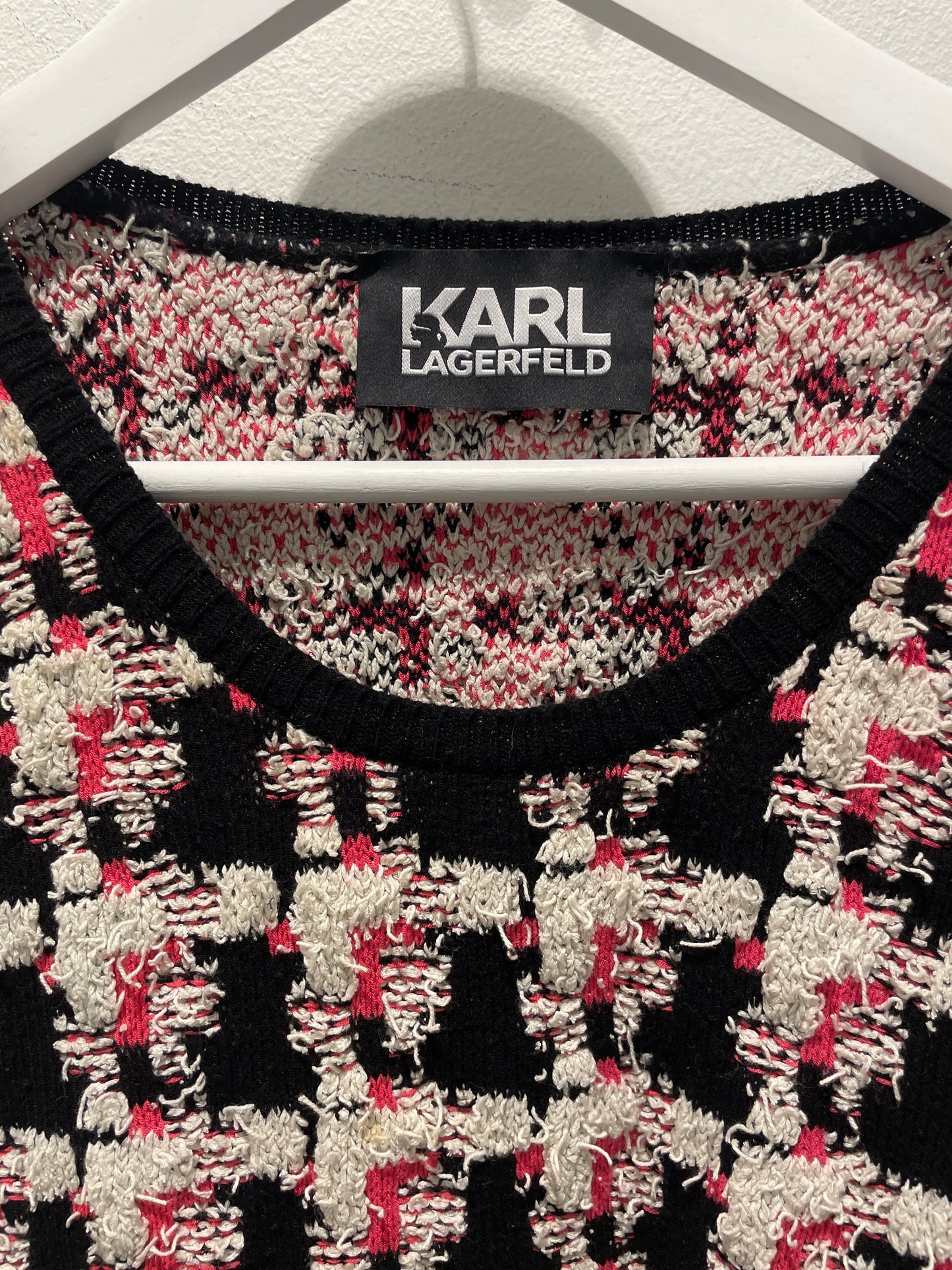 Karl Lagerfeld — Tweed-Inspired Bouclé Knit Sweater with Zipper Details - M