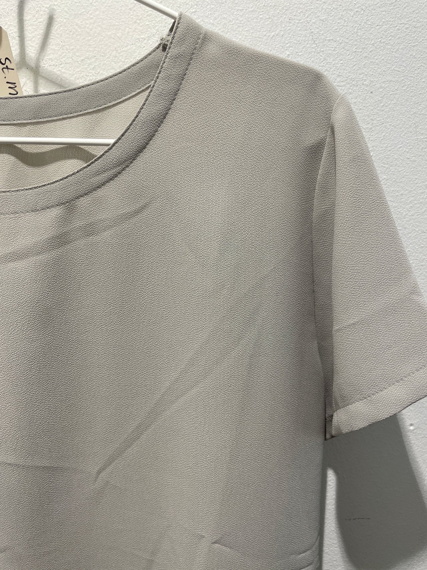 Vintage St. Michael Minimalist Short Sleeve Blouse – Sand / Light Khaki - EU42