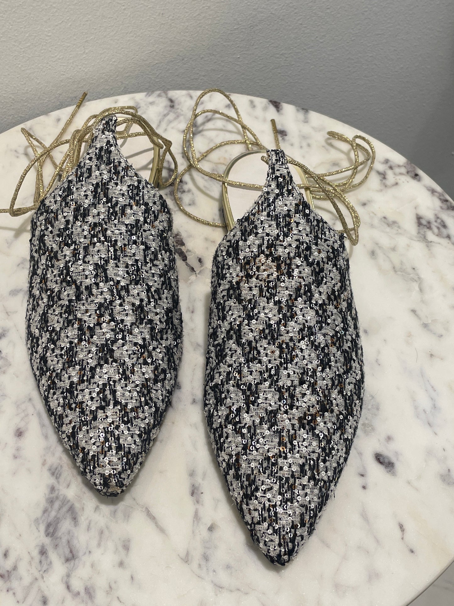 Chanel - Tweed Lace-Up Mules - 38C