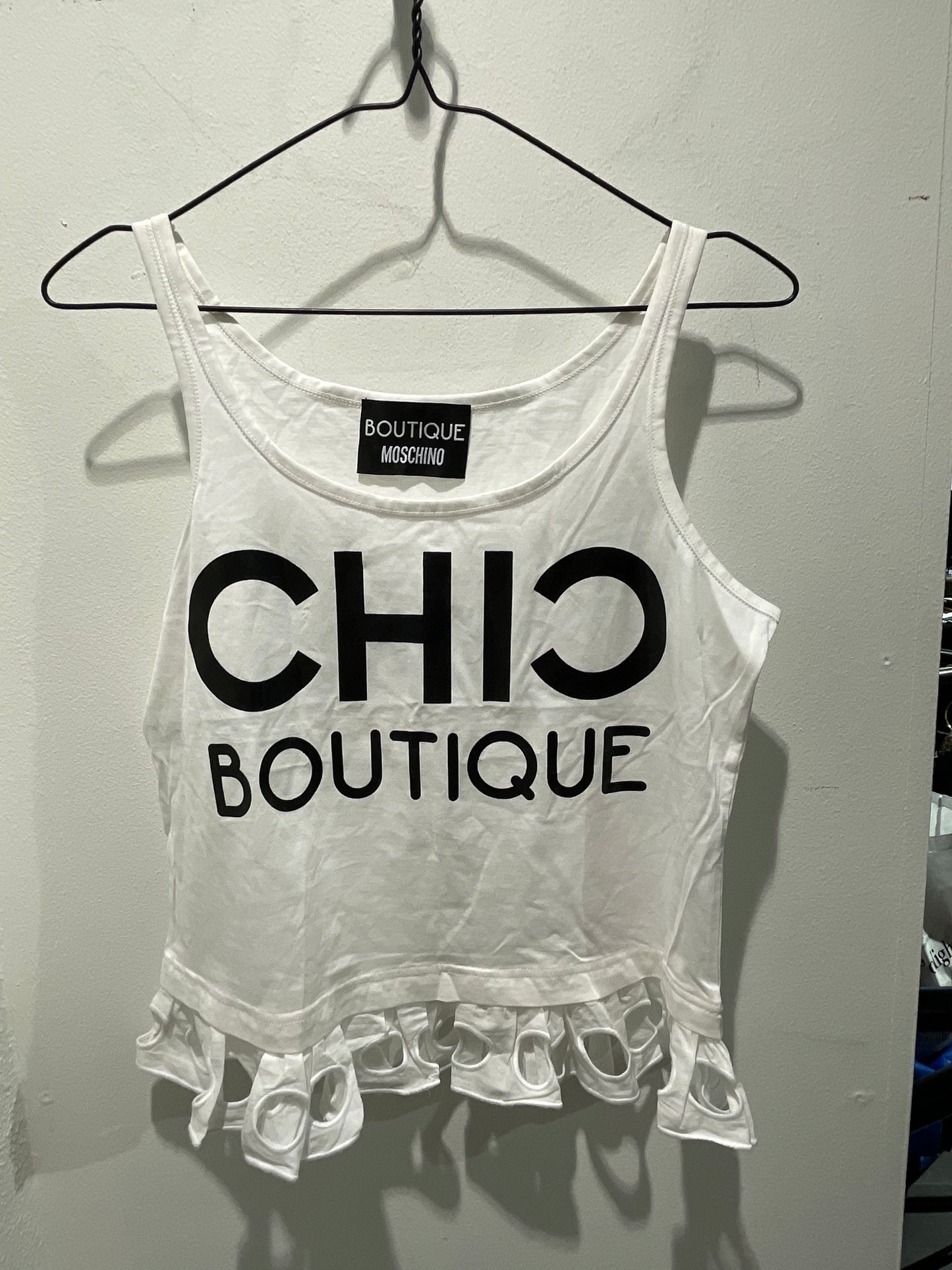 Moschino - white top w. logo - S/M
