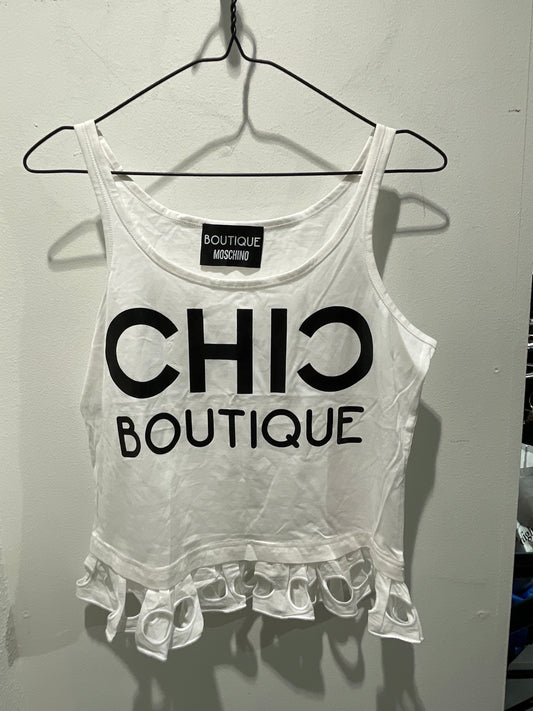 Moschino - white top w. logo - S/M