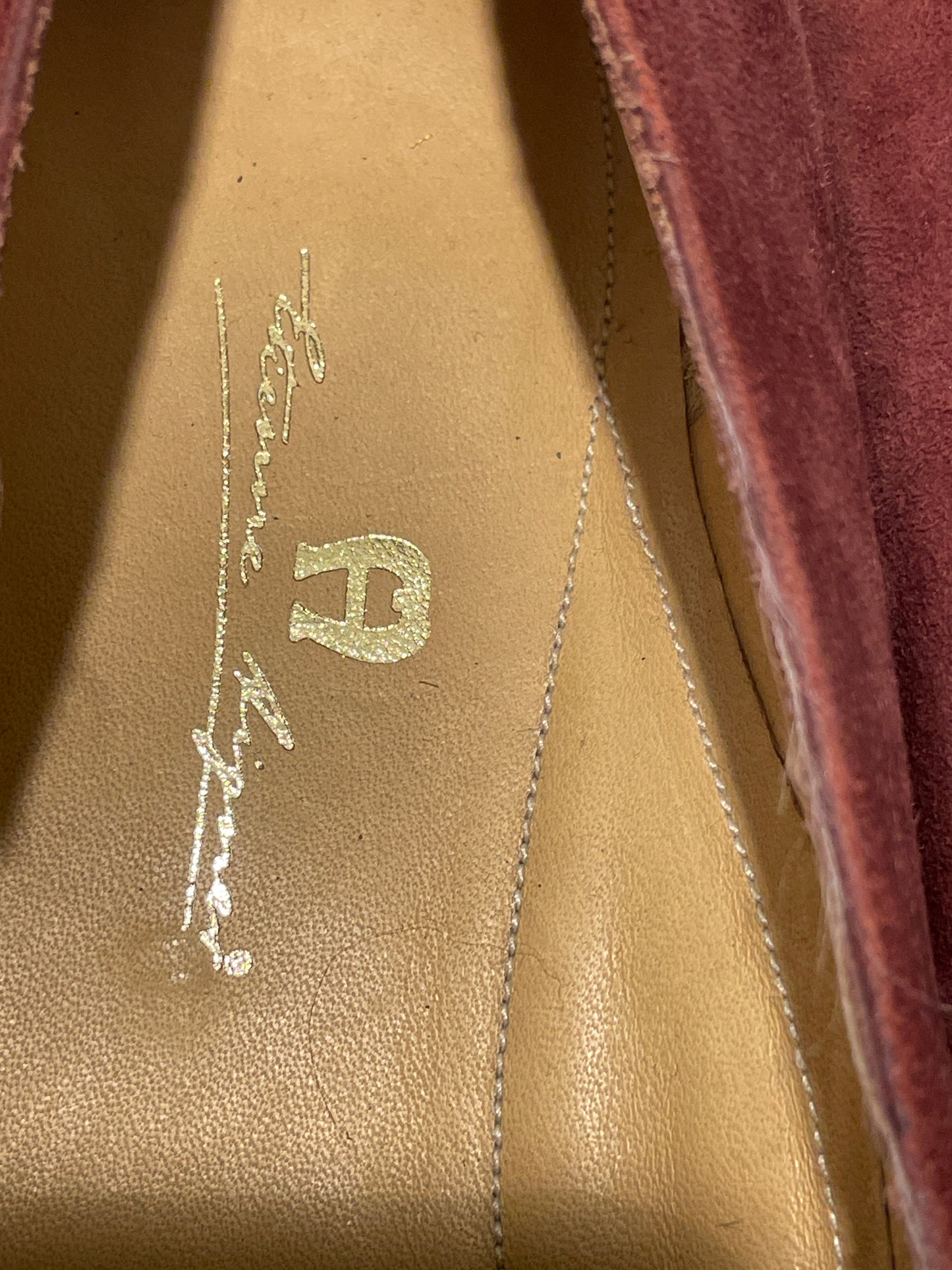 Etienne Aigner Burgundy Suede Loafers with Gold Horsebit – Like-New Condition - 37