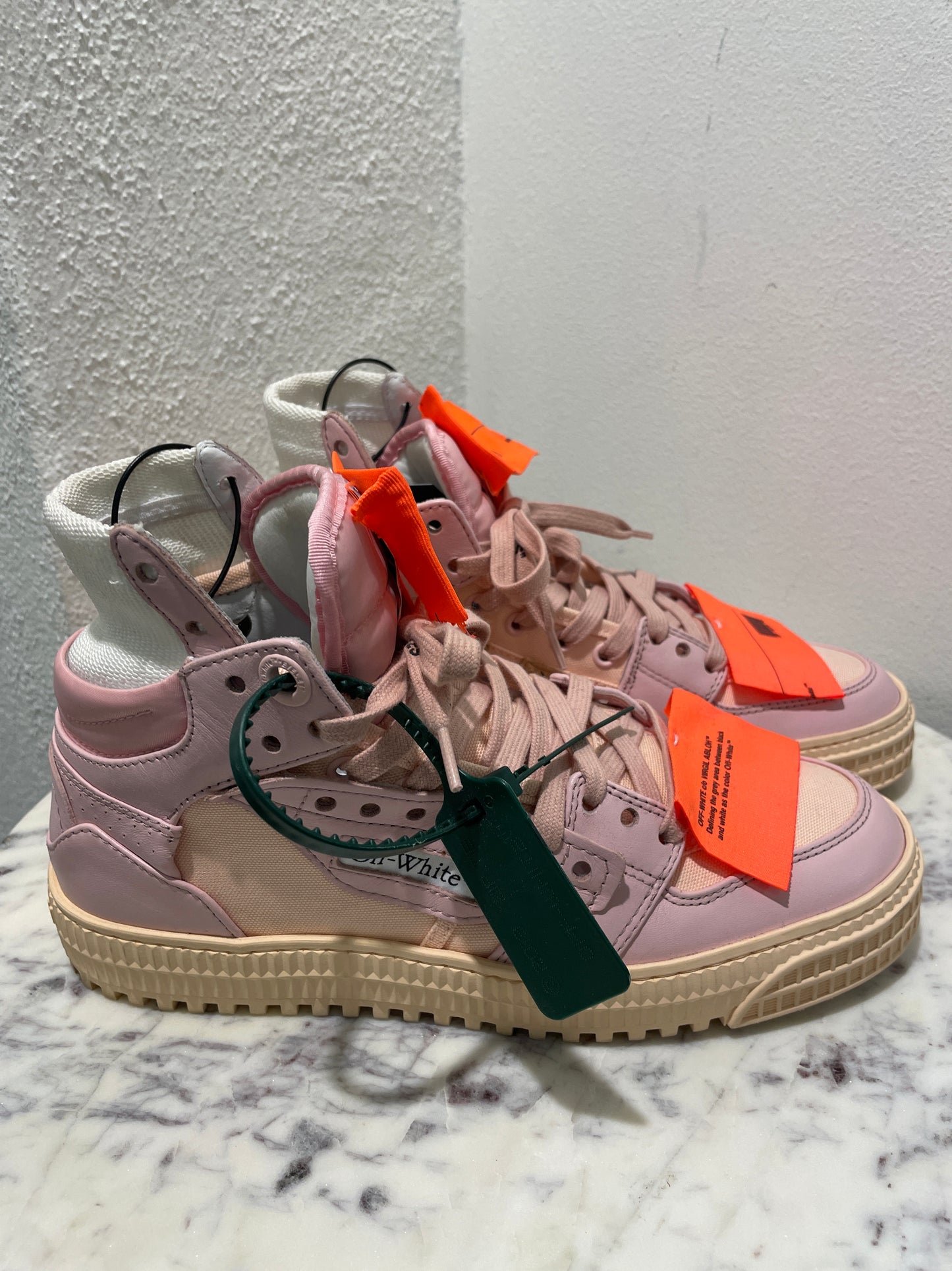 Off-White Off-Court 3.0 Pink Beige High-Top Sneakers with Tags - 38