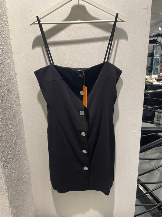 Rodebjer dress – Black strap dress with hammered silver buttons - XL