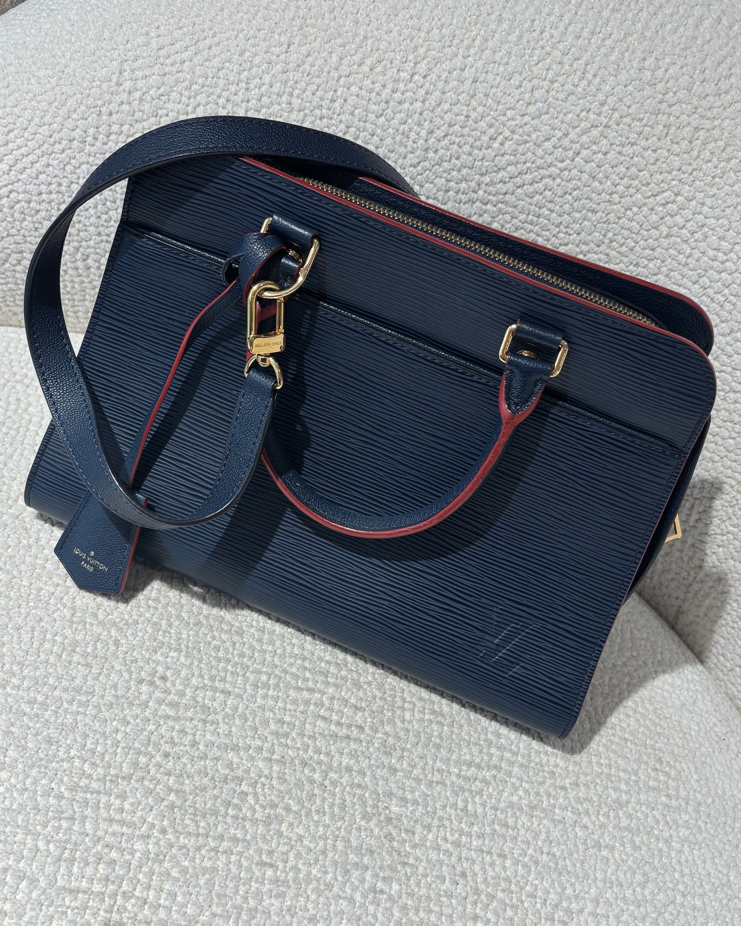 Louis Vuitton Satchel – Blue Epi Leather with Red Trim
