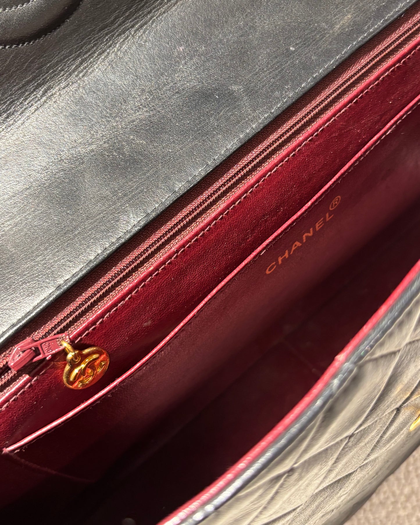 Chanel Vintage XL Classic Flap Bag – Black Lambskin & 24K Gold Hardware