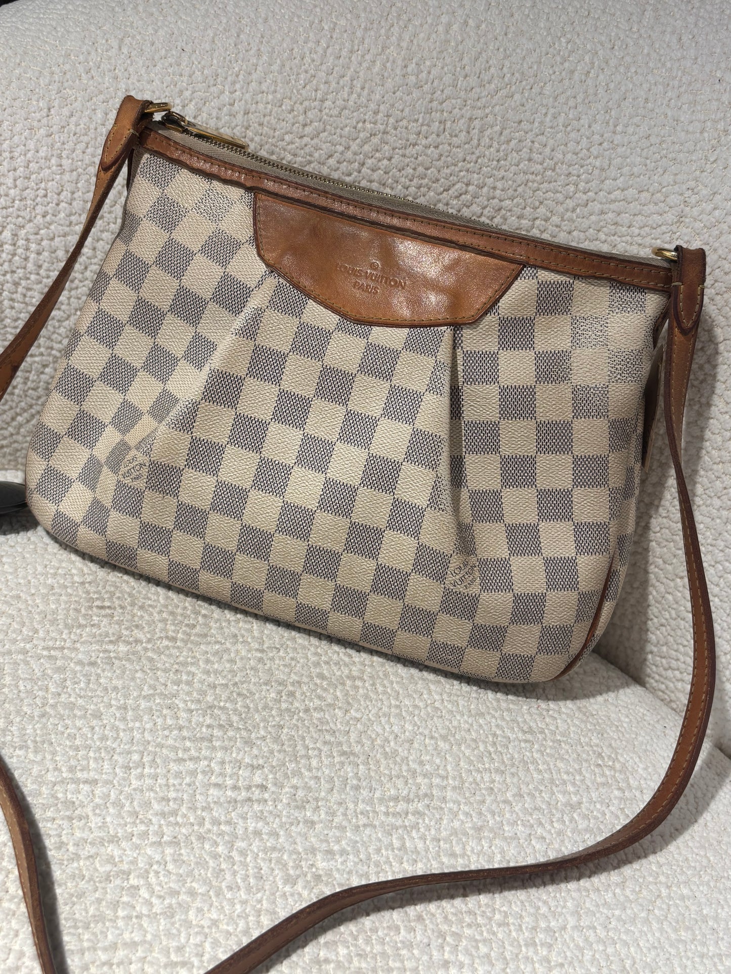 Louis Vuitton Siracusa PM Bag – Damier Azur Canvas & Leather Details