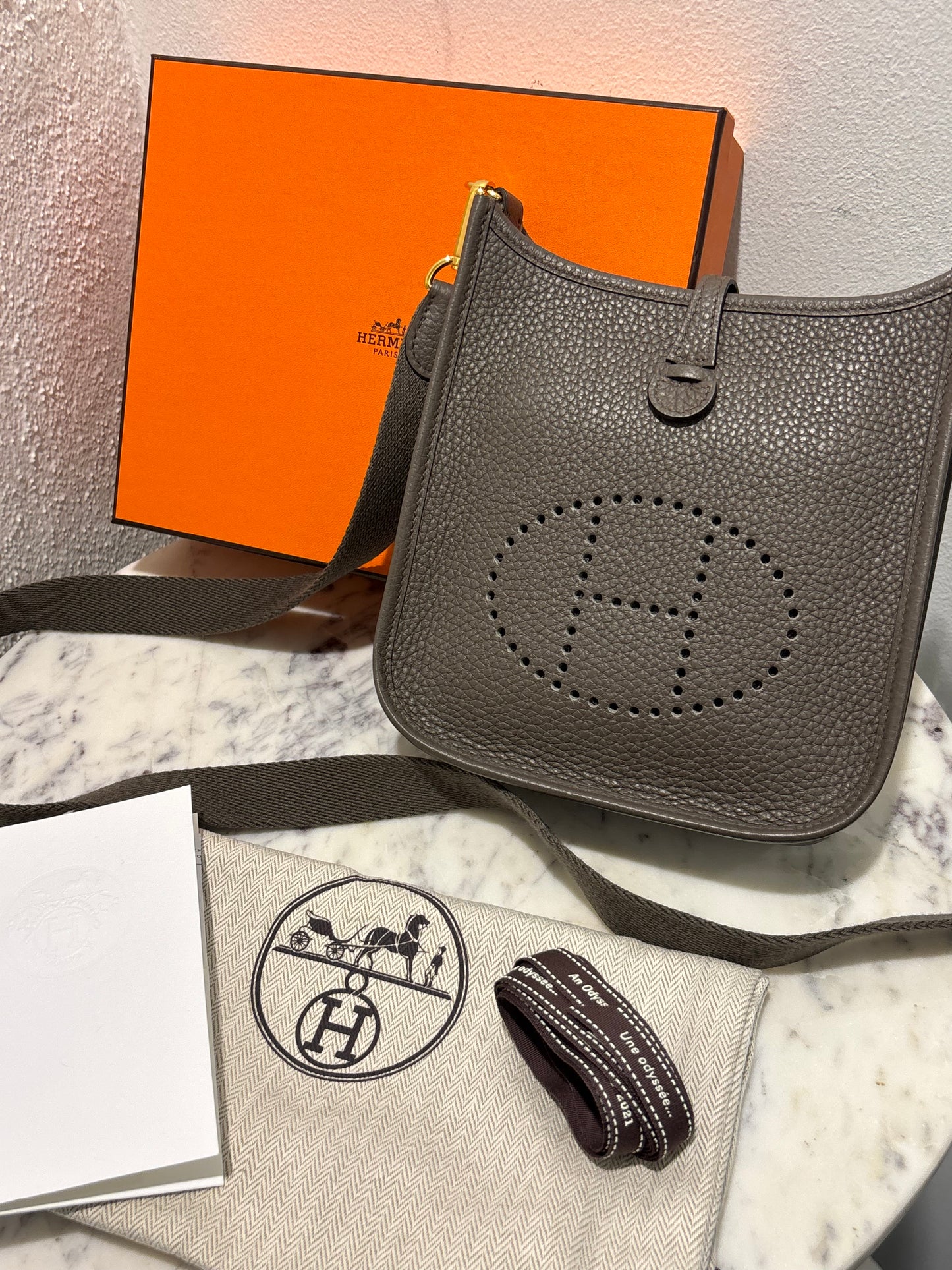 Hermés Evelyn Mini 16 - Etoupe - Brand New Full Set