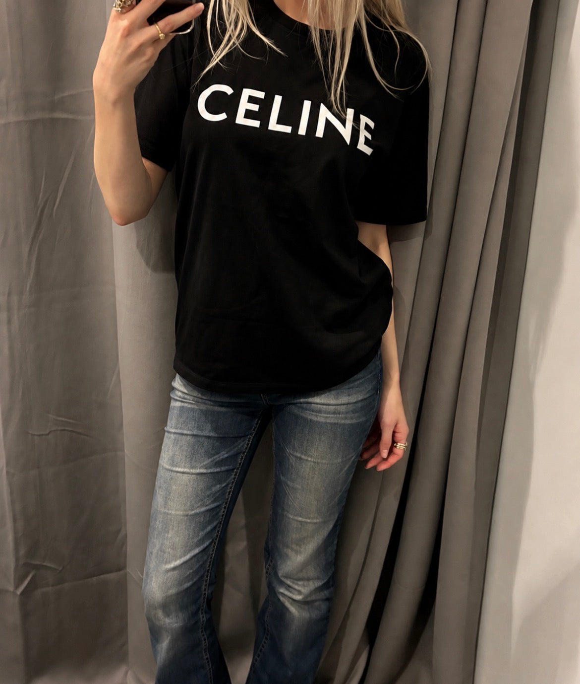 Celine Logo Tee - Black & White - Size M