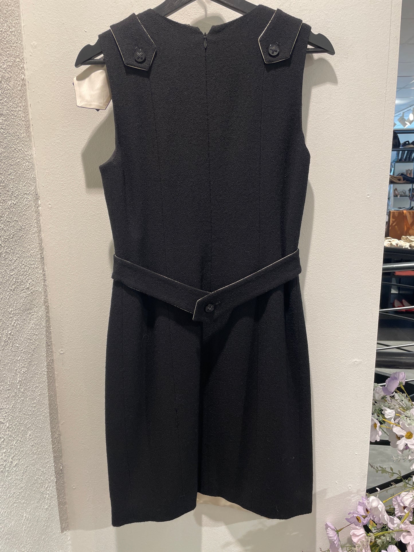Chanel Dress – Black Wool Bouclé with Silk Details - EU 36
