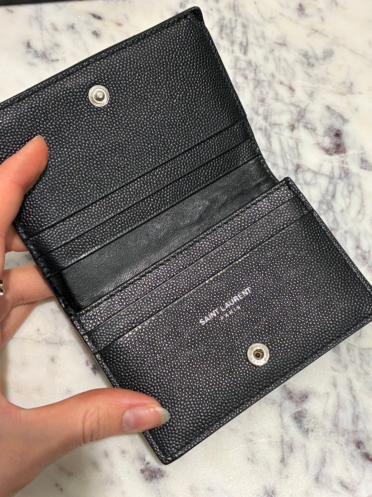 YSL Wallet - Black Calfskin & Silver Logo