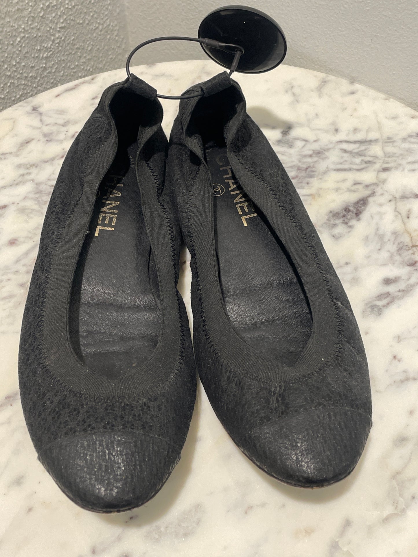 Chanel Ballerinas – Black Stretch with Elastic Trim - EU 38,5 C